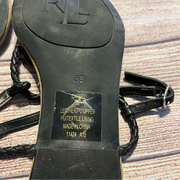 Lauren Ralph Lauren Black T Strap Flip Flop with Silver Details, Size 5B - Picture 4 of 5